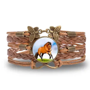 Running Bay Horse Braided Infinity Leather Bracelet