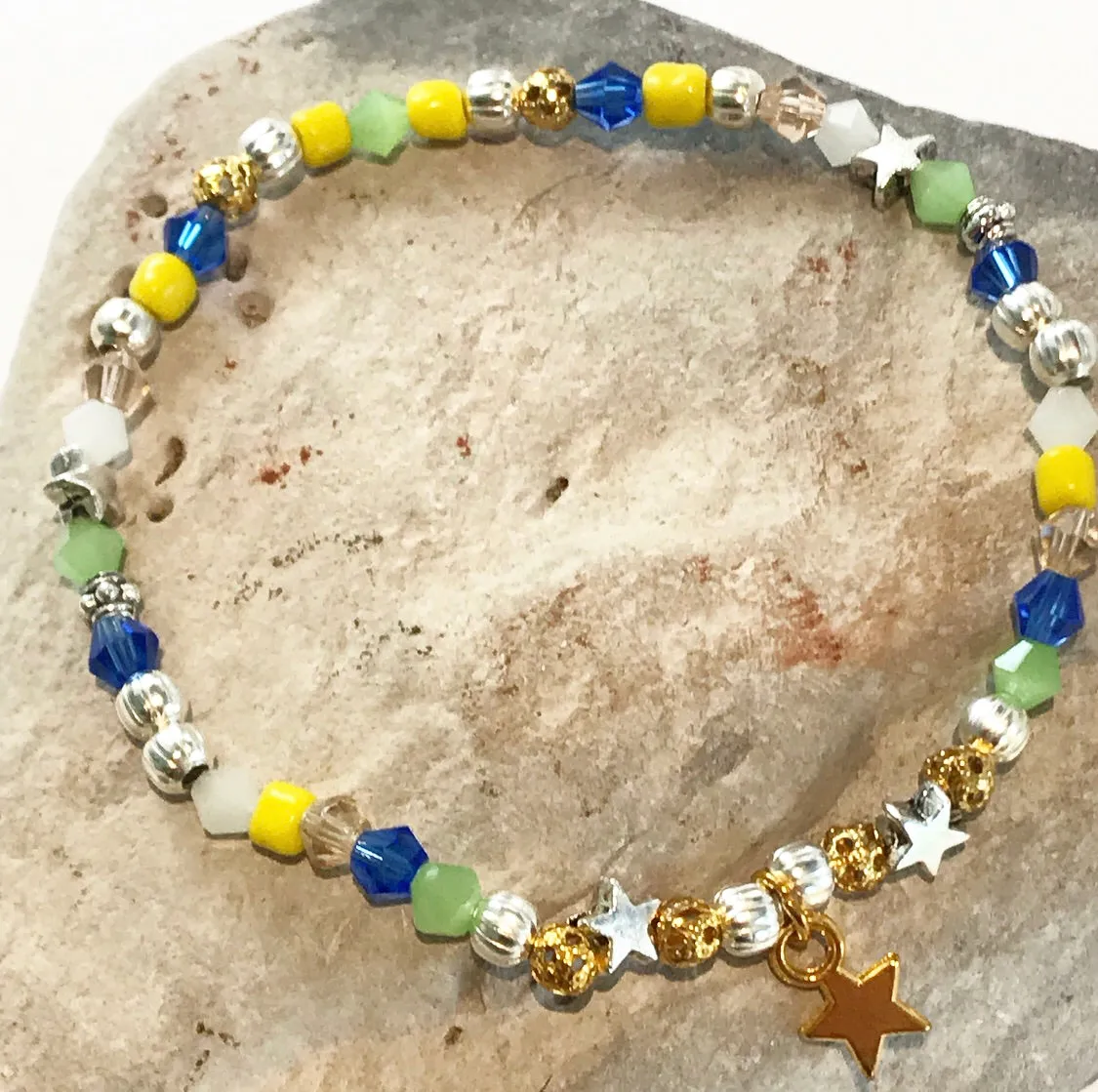 Sahara Blue and Gold Beaded Bracelet