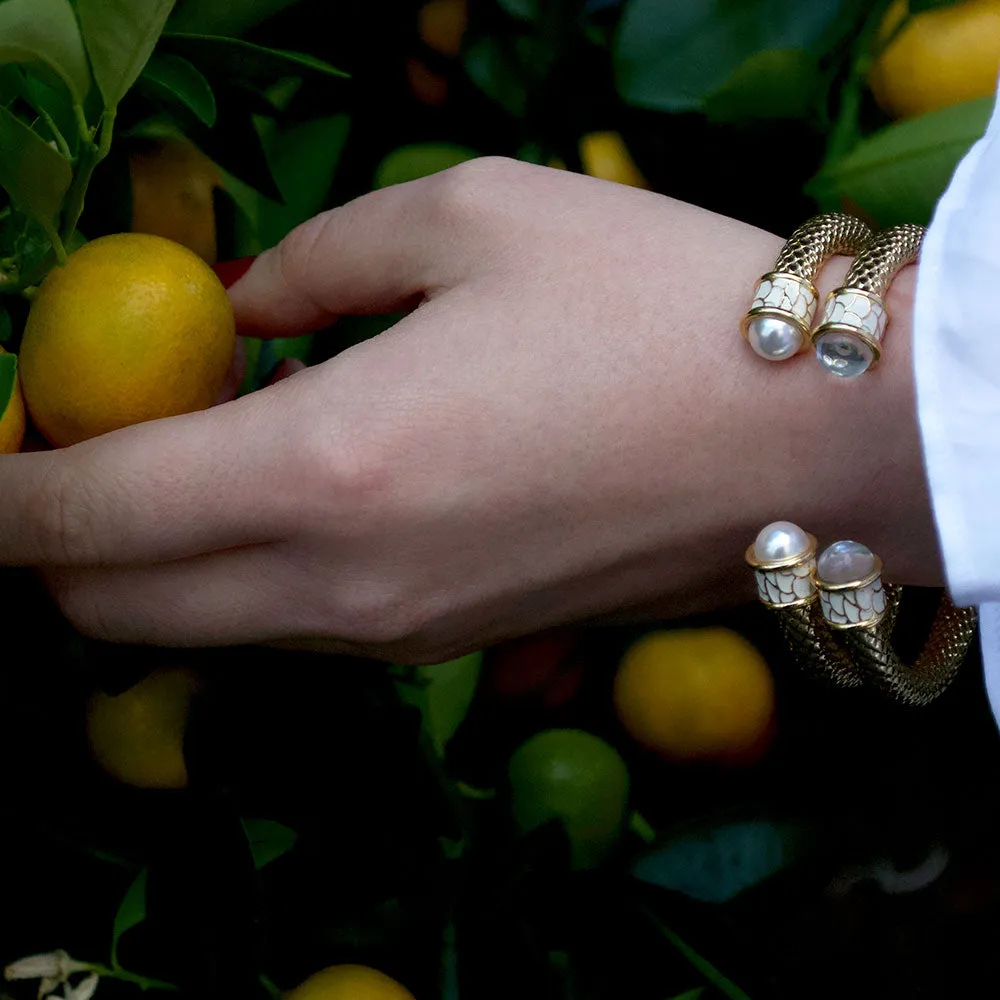 Salamander Torque Diamond & Gold Bangle