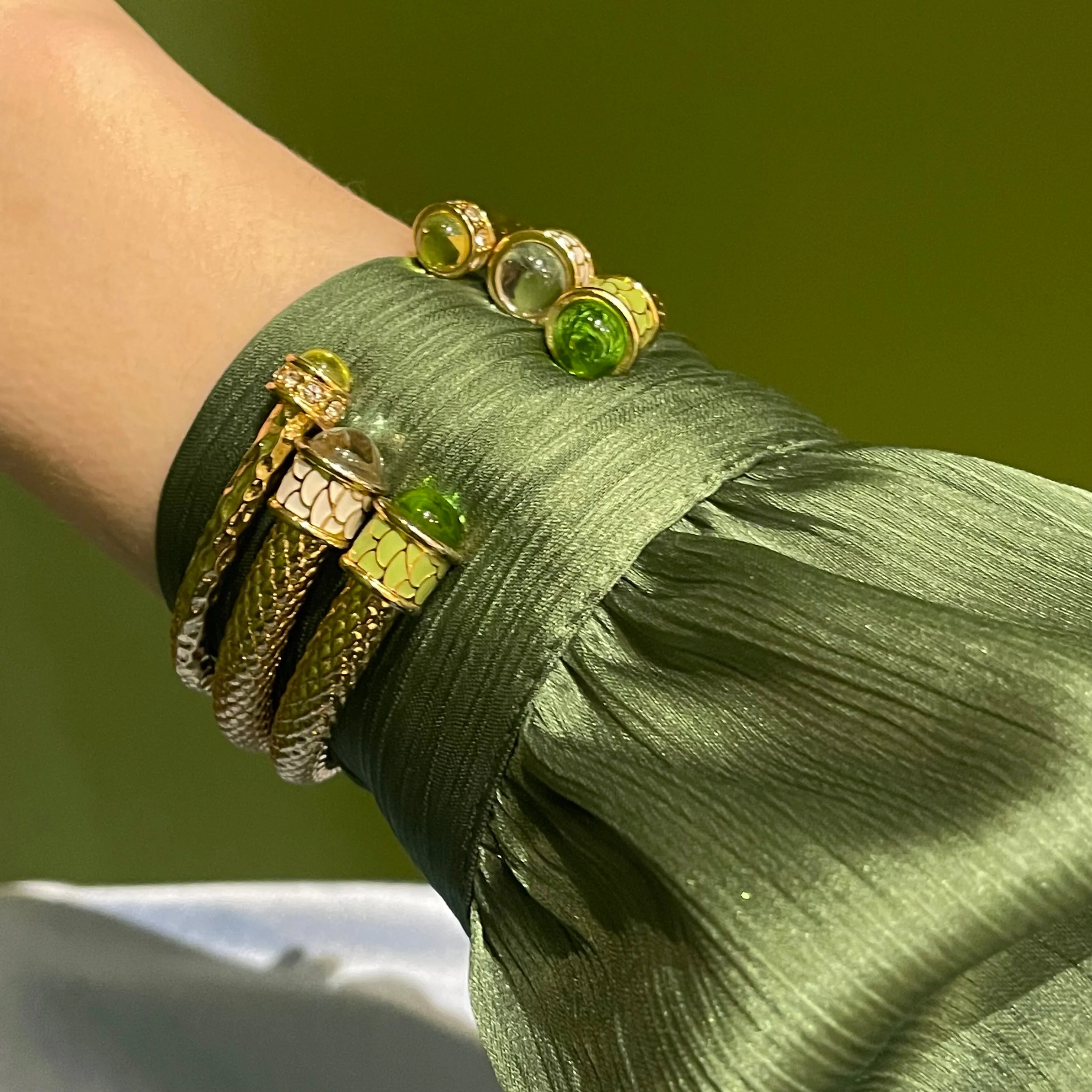 Salamander Torque Diamond & Gold Bangle