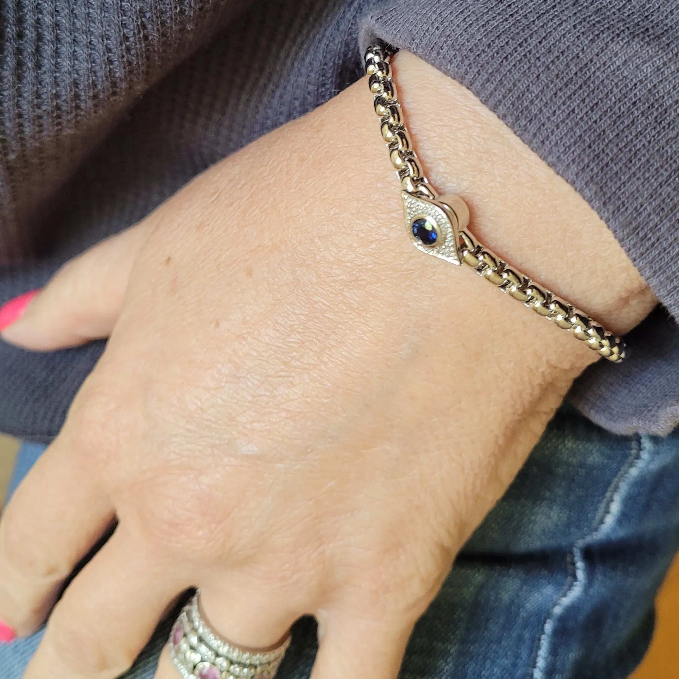 Sapphire Evil Eye Bracelet to Wear Everyday
