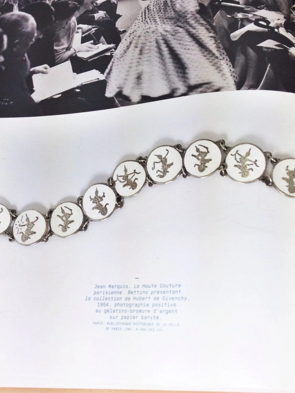 Siam Thai Goddess White Enamel Bracelet