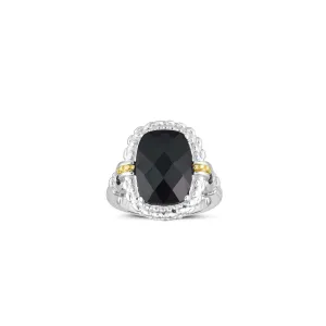 Silver & 18K Gold Onyx Cocktail Ring