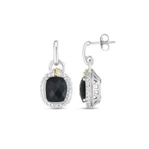 Silver & 18K Gold Onyx Drop Earrings