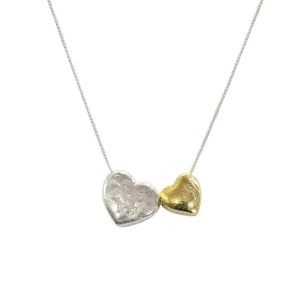 Silver Gold Heart Pendant Necklace