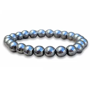Silver Hematite Stone Handmade Elastic Bracelet