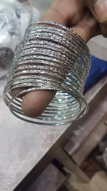 Silver look alike Bangle set, oxidised German silver bangle set, Indian ethnic bangles, traditional Handmade Bangles, antique bangle