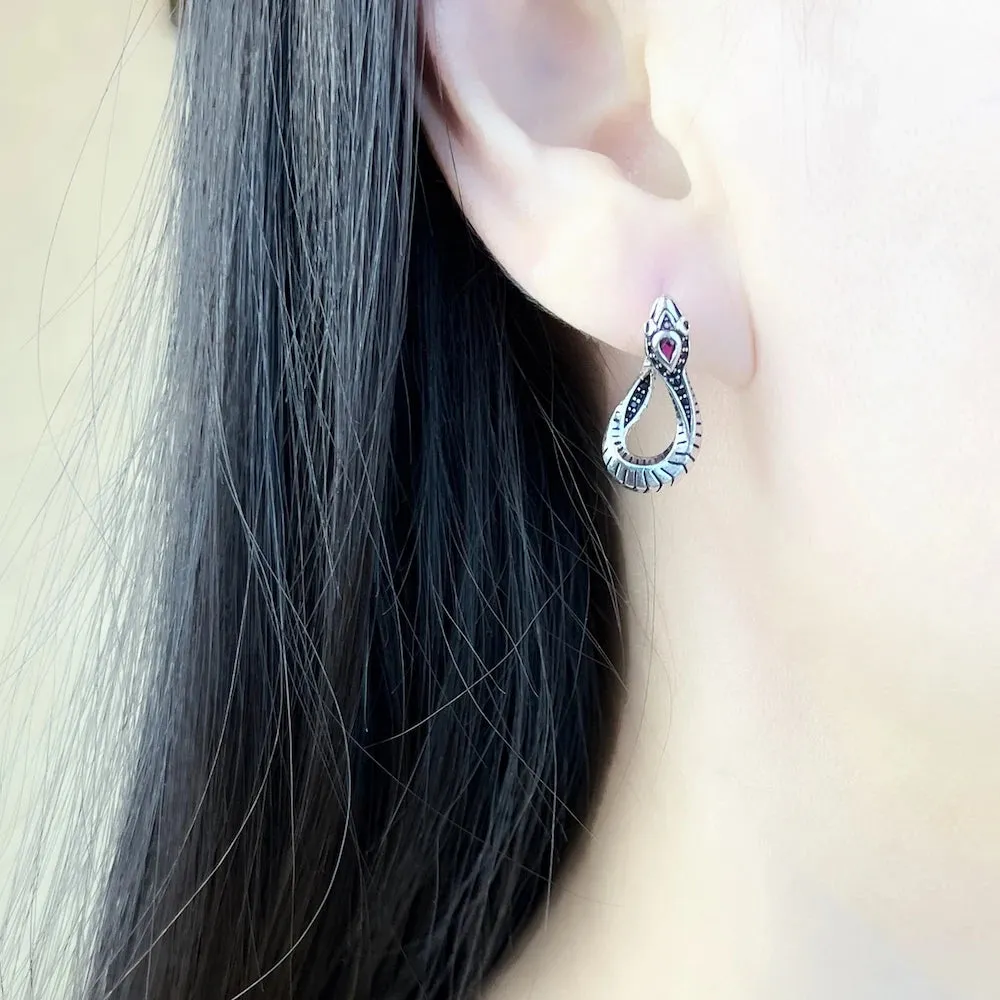 Silver Snake Hoop Earrings