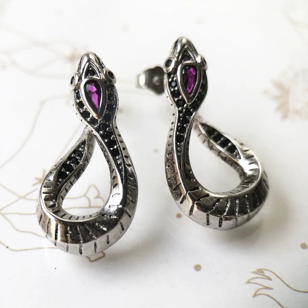 Silver Snake Hoop Earrings