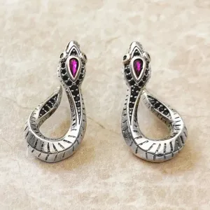 Silver Snake Hoop Earrings