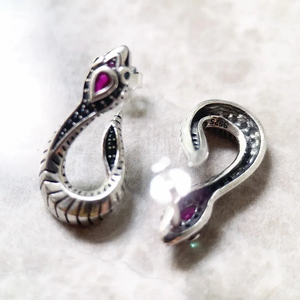 Silver Snake Hoop Earrings