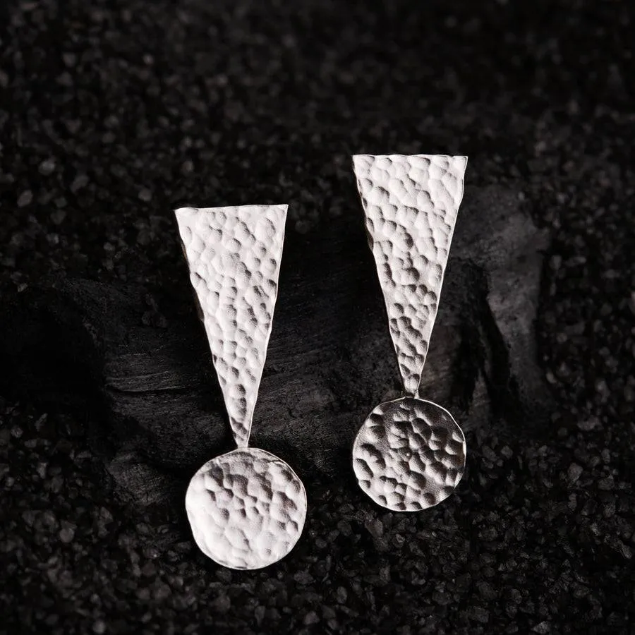 Silver Triangle Dot Earrings - Partywear