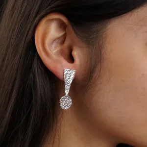 Silver Triangle Dot Earrings - Partywear