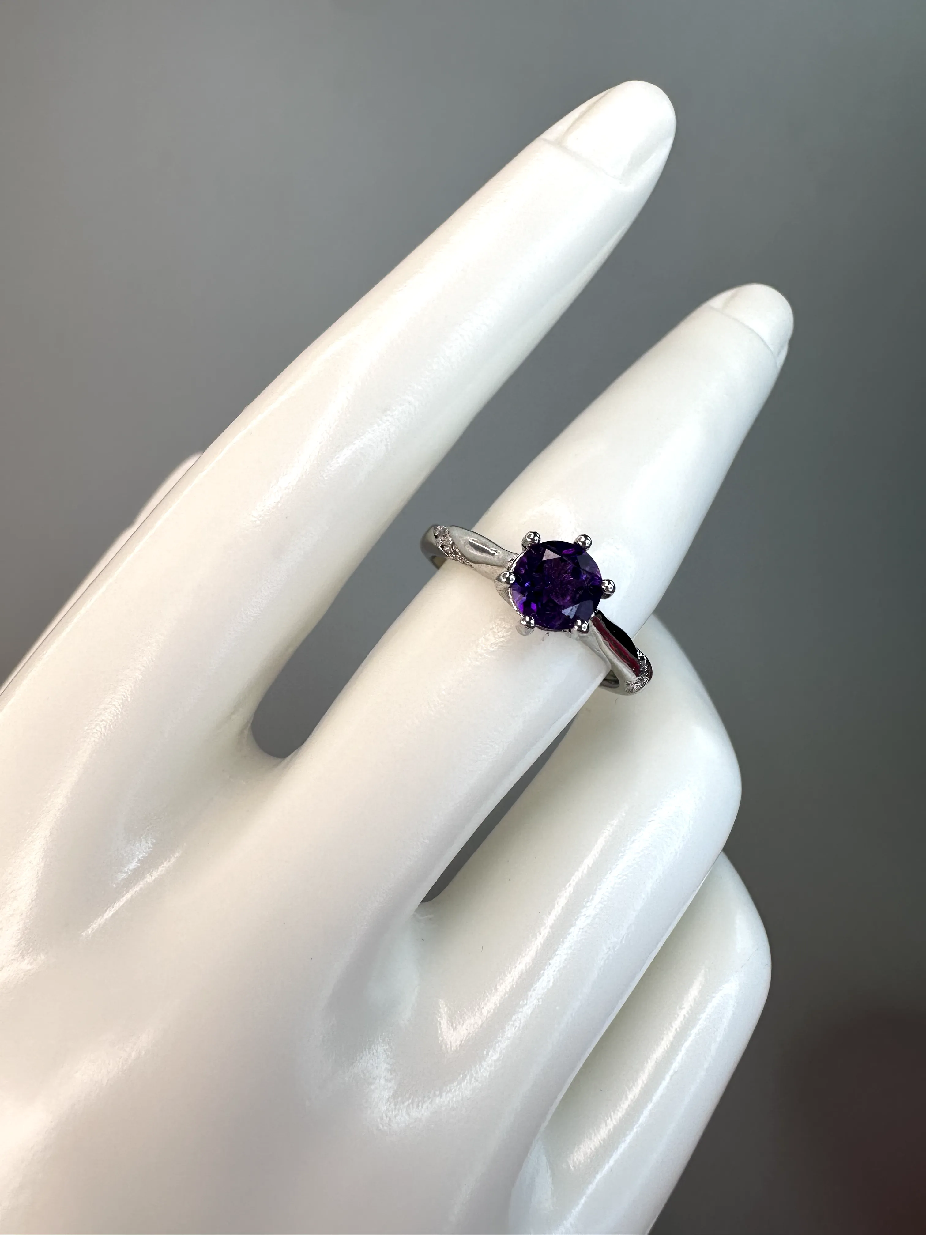 Simple Amethyst Ring | Adjustable | Silver Plated