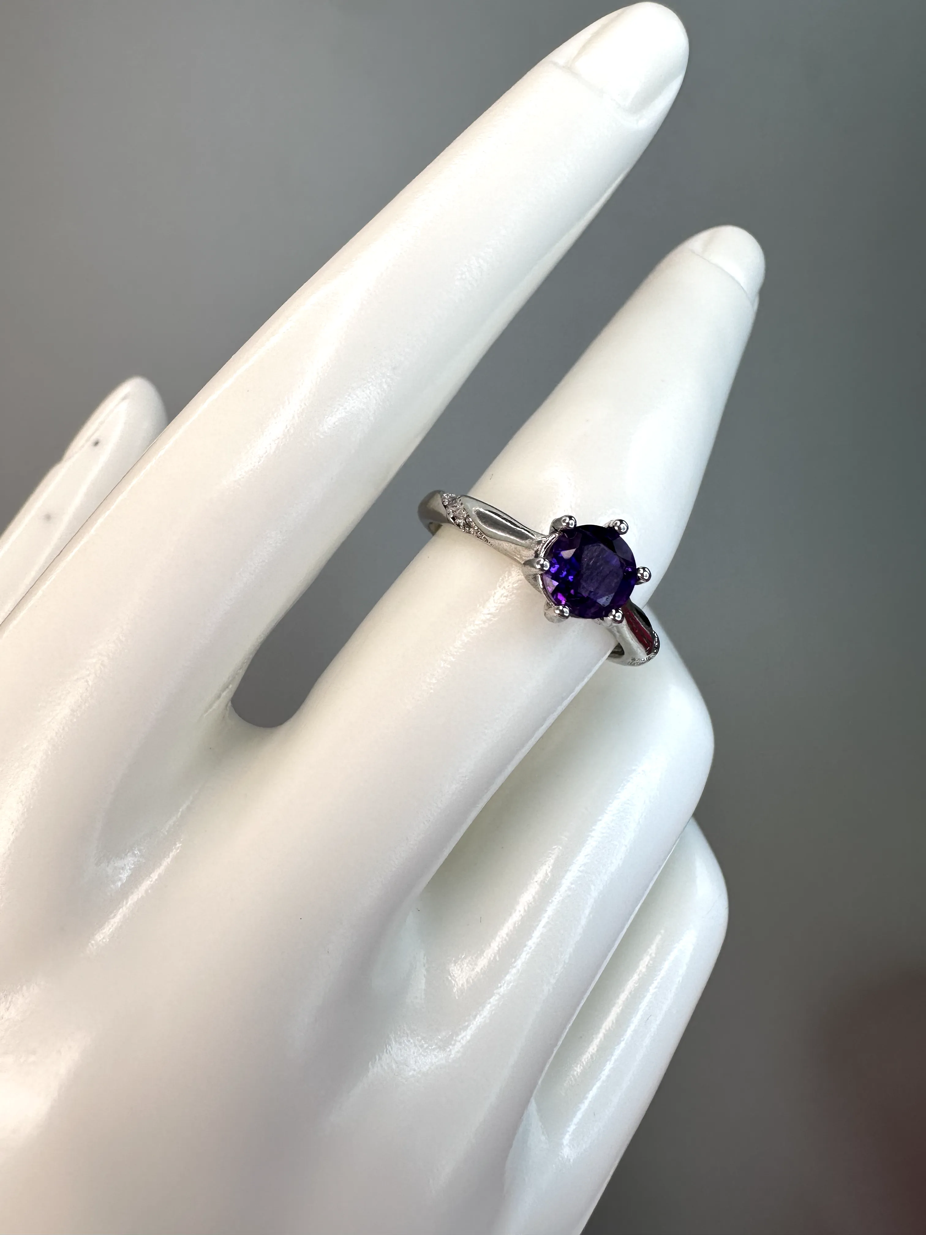 Simple Amethyst Ring | Adjustable | Silver Plated