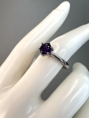 Simple Amethyst Ring | Adjustable | Silver Plated