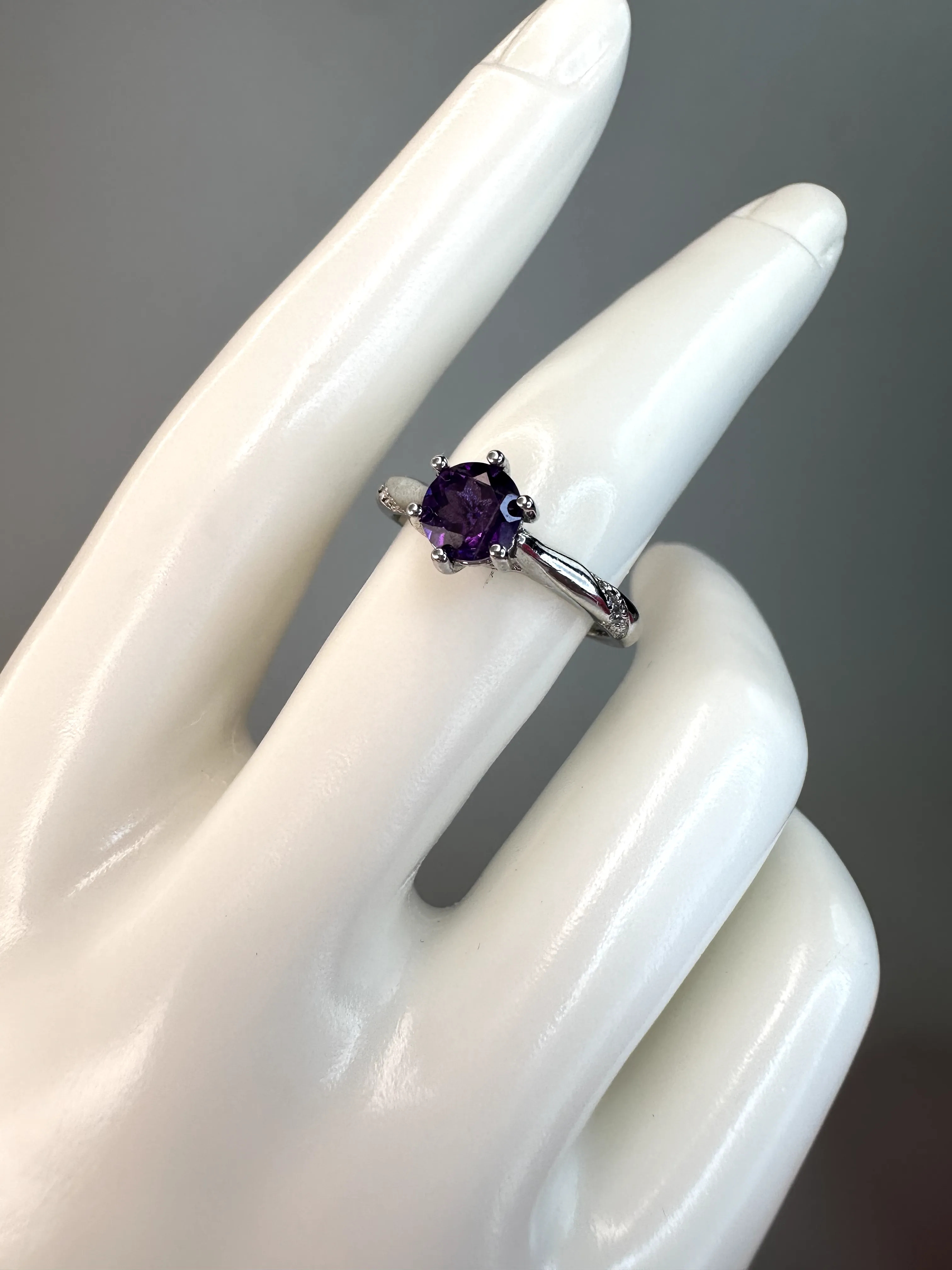 Simple Amethyst Ring | Adjustable | Silver Plated