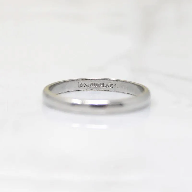 Simple & Slim Half Round Vintage Platinum Band