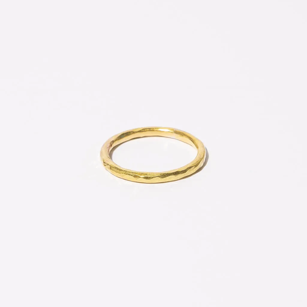 Simple Band Stacking Ring - Hammered Brass