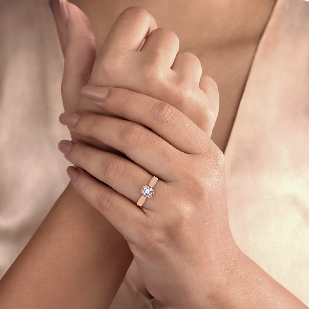 Simple Cathedral Setting Round Diamond Ring