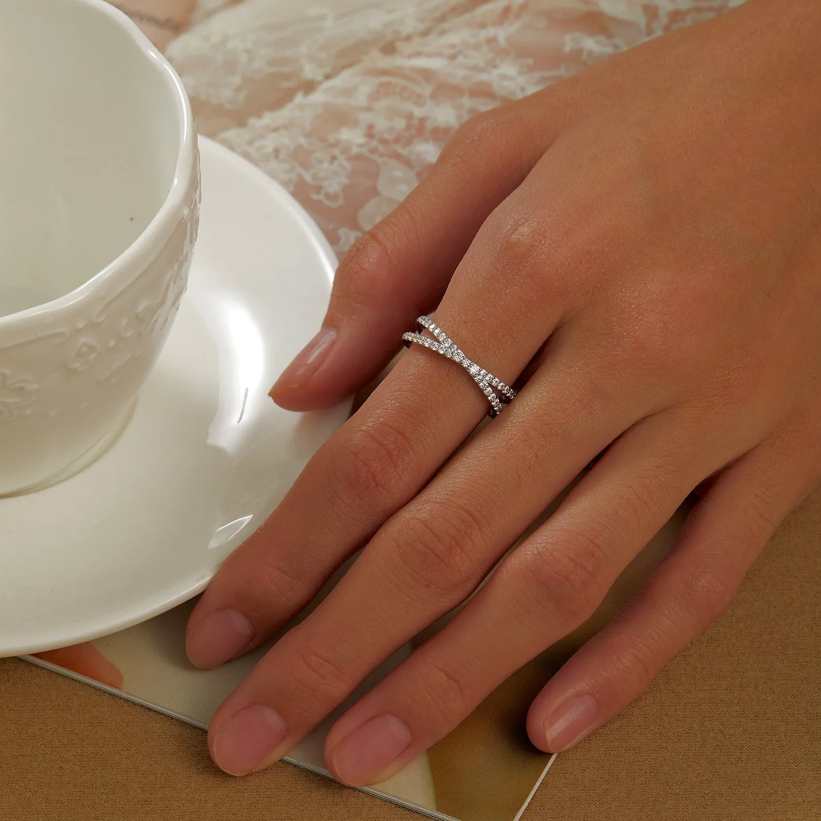 Simple Crisscross Ring R0501CLP05
