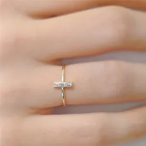 Simple Cross Crystal Ring