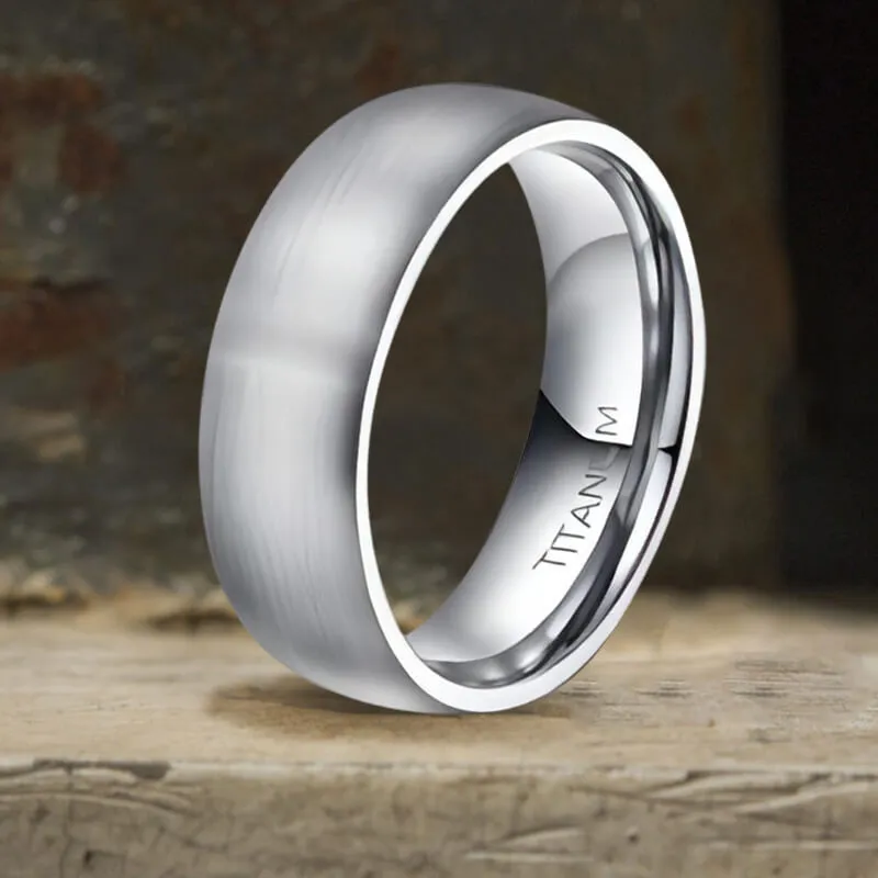 Simple Curved Brushed Titanium Engagement Ring