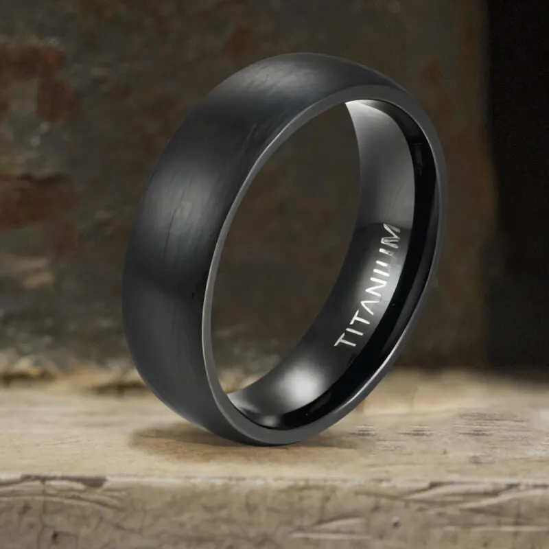 Simple Curved Brushed Titanium Engagement Ring