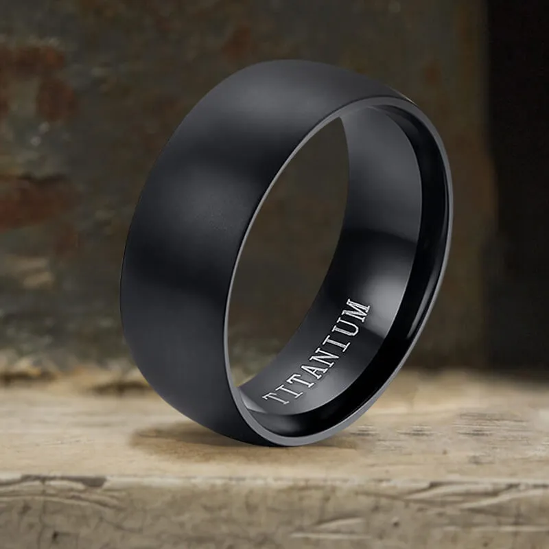 Simple Curved Brushed Titanium Engagement Ring
