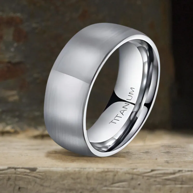 Simple Curved Brushed Titanium Engagement Ring