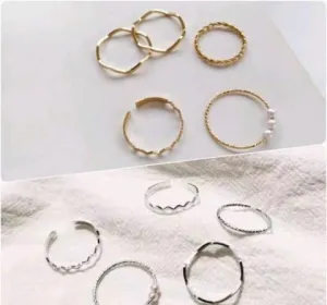 Simple Metal Rings for Girls - Pack of 10