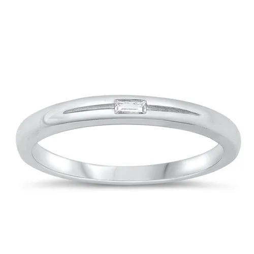 Simple zirconia silver band