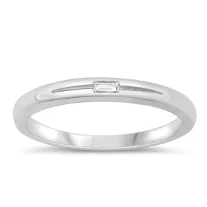 Simple zirconia silver band