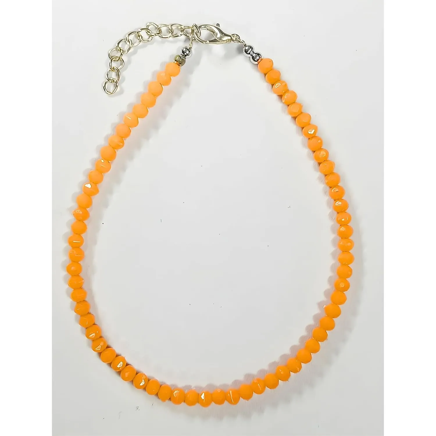 Small Bead Waterproof Anklets for Women Beach Foot Ankle Bracelet Cute Colorful Friendship Beaded Anklets 9 inches. (Orange)