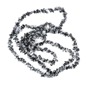 Snowflake Obsidian Chip Necklace 36"