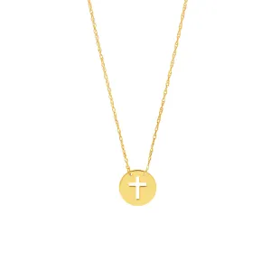 So You Cross Cutout Mini Disc Adj Necklace