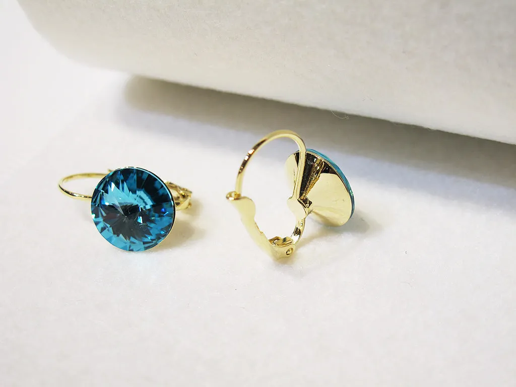 Solitaire Swarovski Crystal Earrings - Turquoise