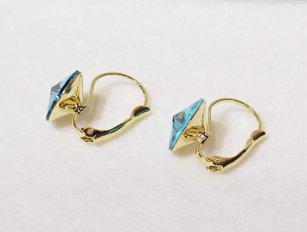 Solitaire Swarovski Crystal Earrings - Turquoise
