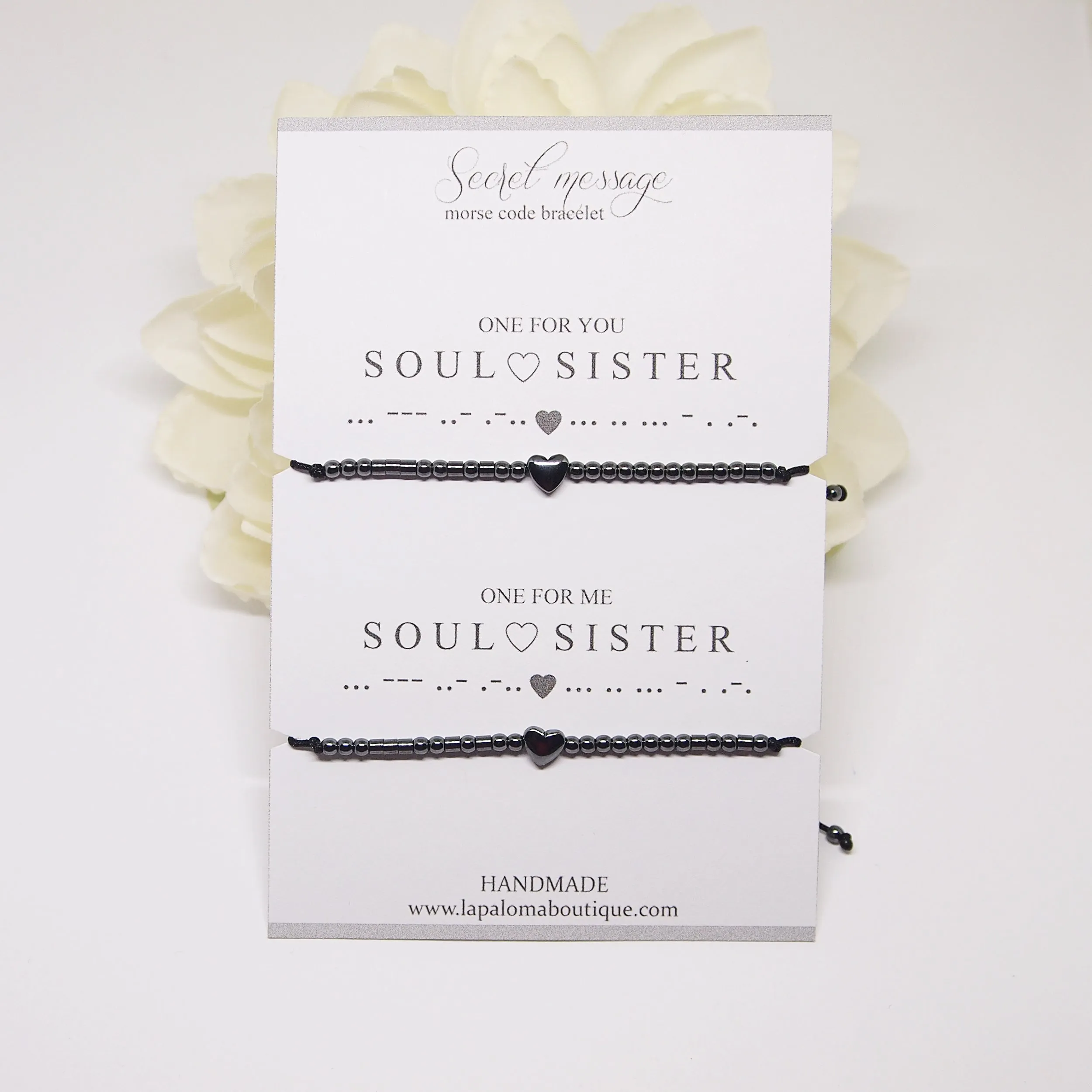 Soul sister morse code bracelets, set of 2