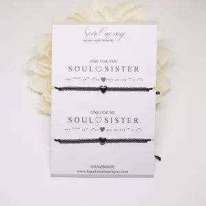 Soul sister morse code bracelets, set of 2