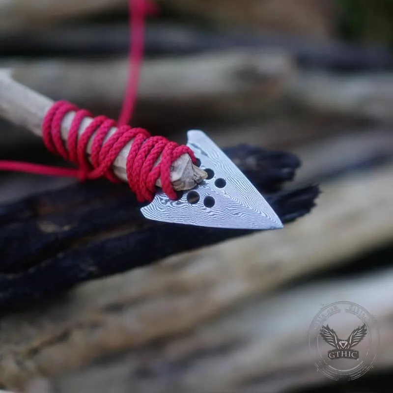 Spearhead Damascus Steel Viking Pendant