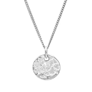 Sterling Silver Hammered Disc Necklace - Round Textured Pendant