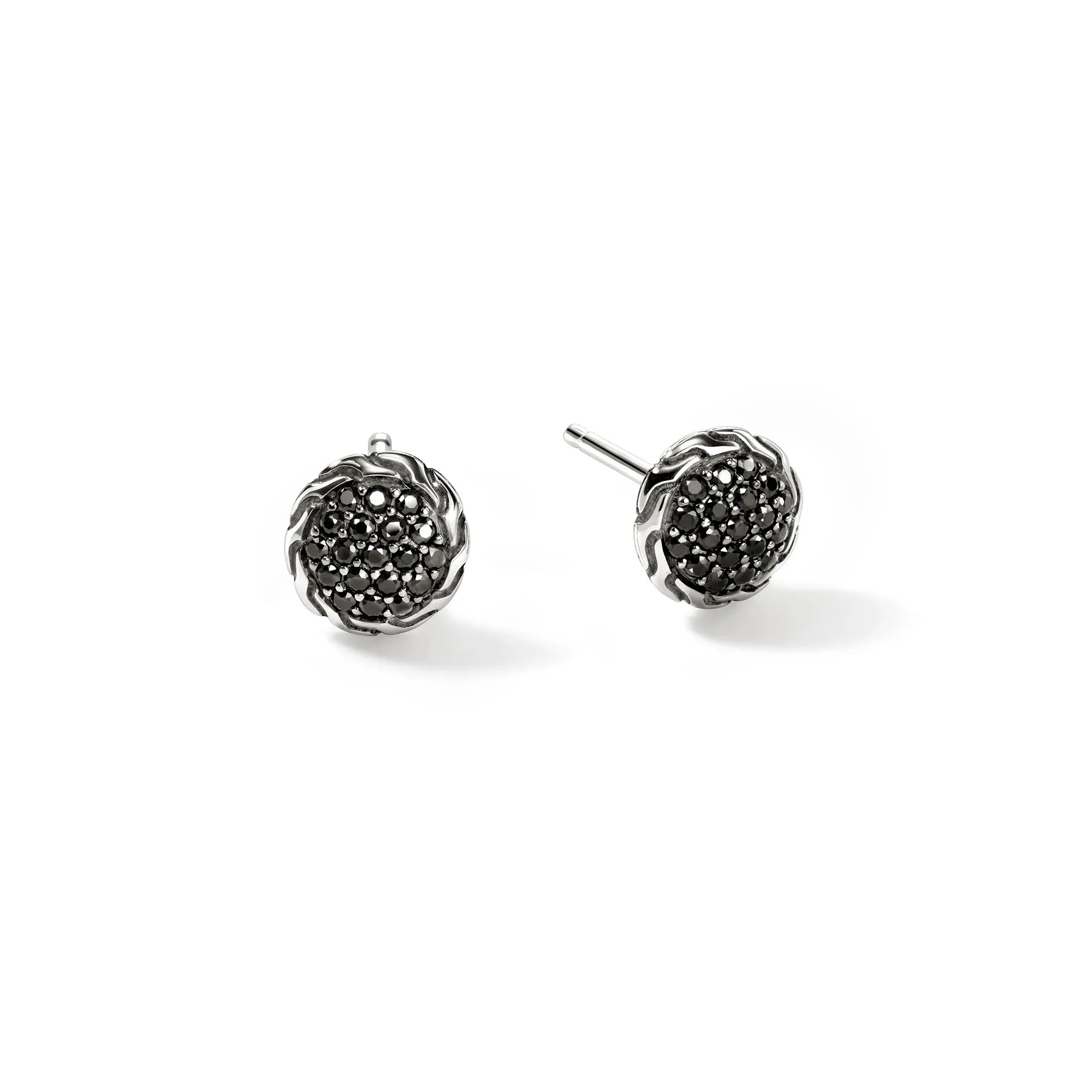 Sterling Silver Pavé Black Sapphire Stud Earring