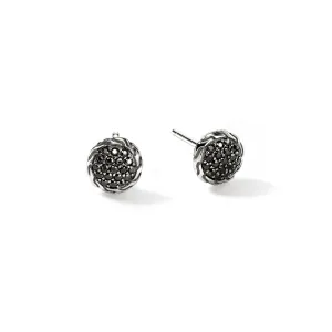 Sterling Silver Pavé Black Sapphire Stud Earring