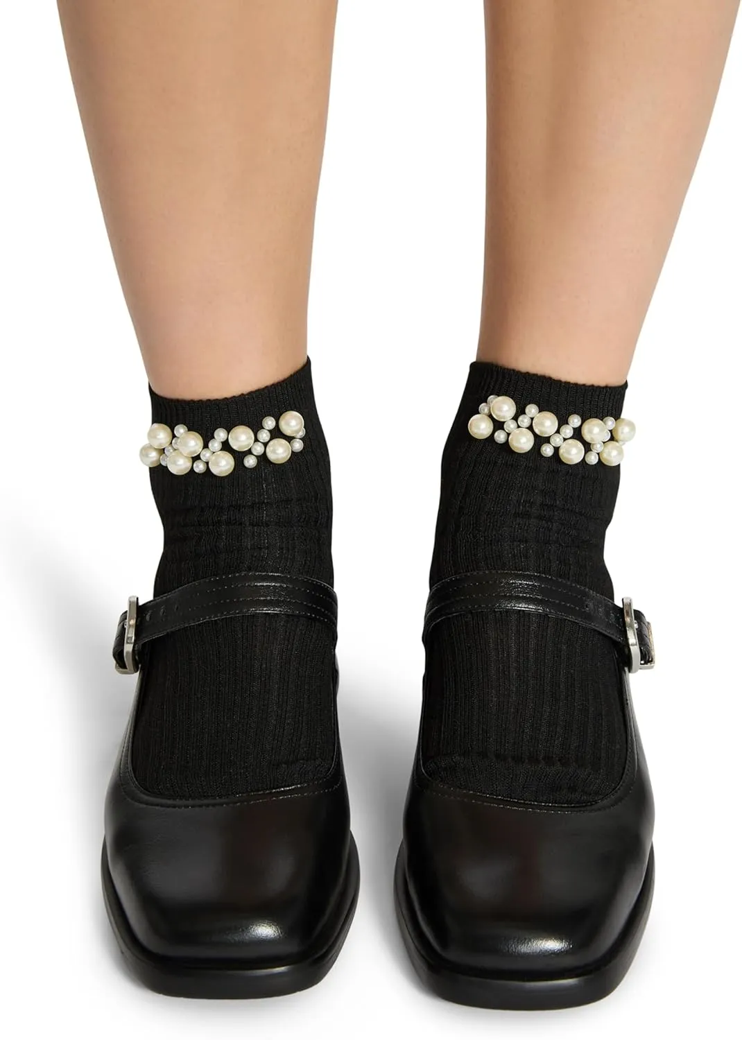 STEVE MADDEN Women's 2pk Cpearl Cluster Rib Anklet