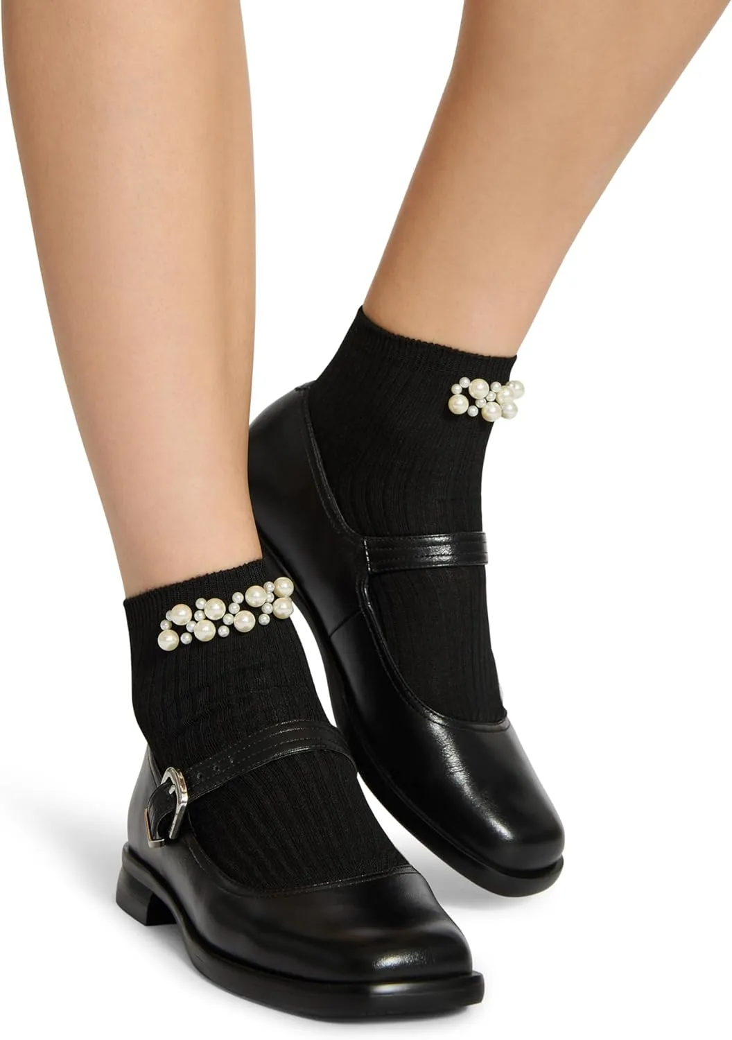 STEVE MADDEN Women's 2pk Cpearl Cluster Rib Anklet
