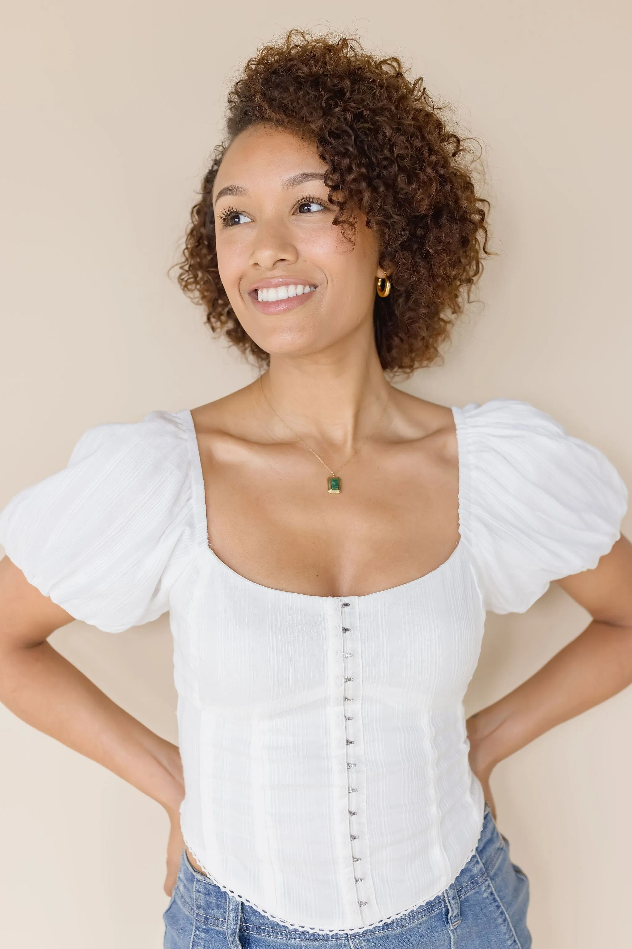 Stone Square Pendant Necklace