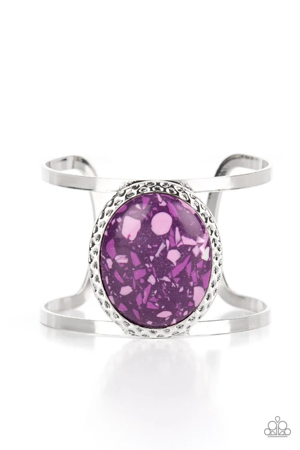 Tantalizing Terrazzo- Purple/Silver Cuff