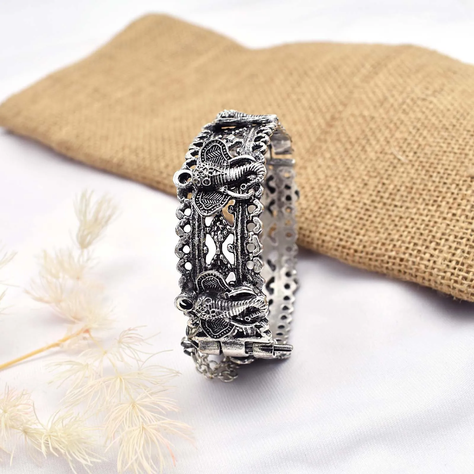 Teejh Getanjaali Silver Oxidised Bracelet