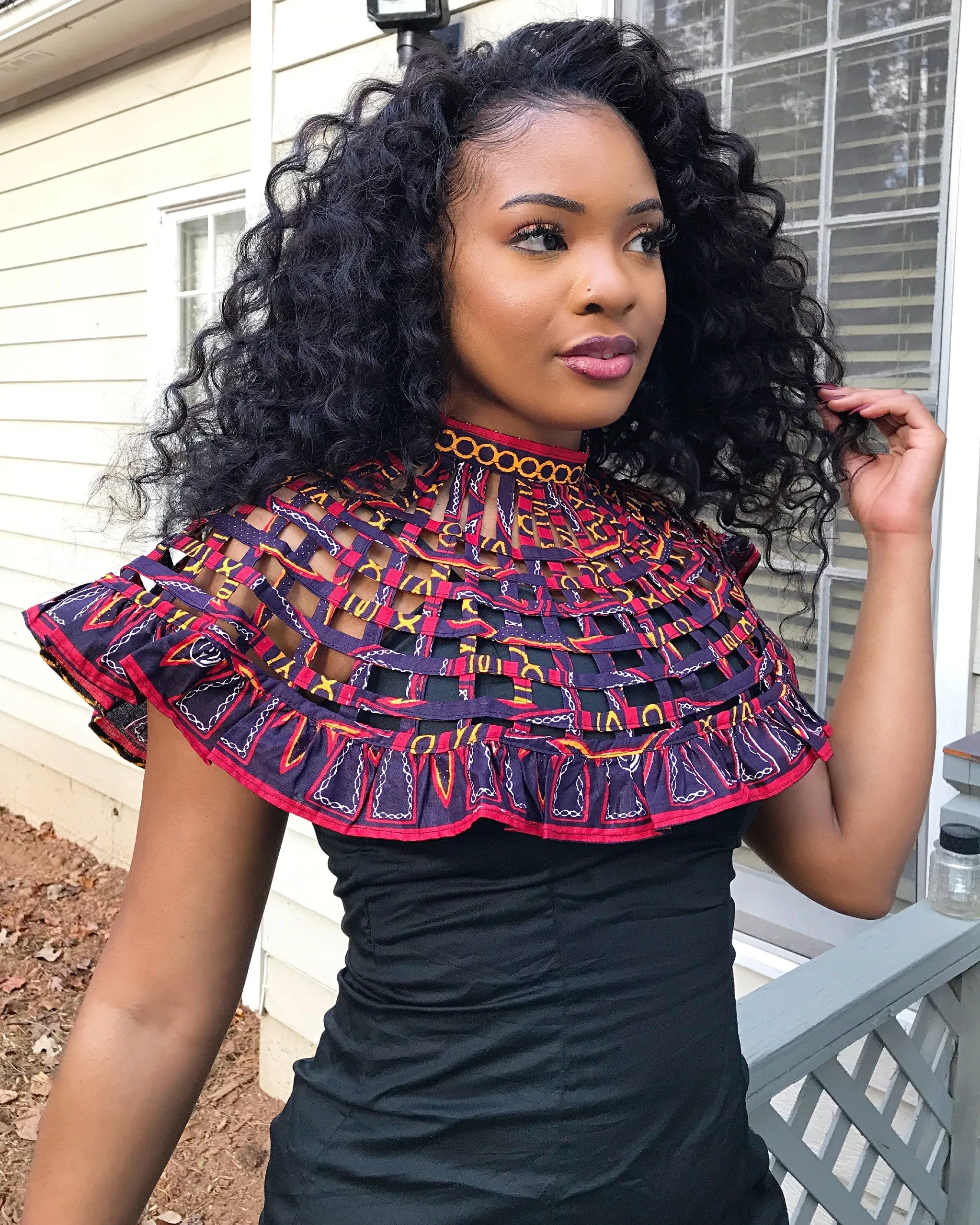 Toghu African Print Web Shoulder Choker Necklace